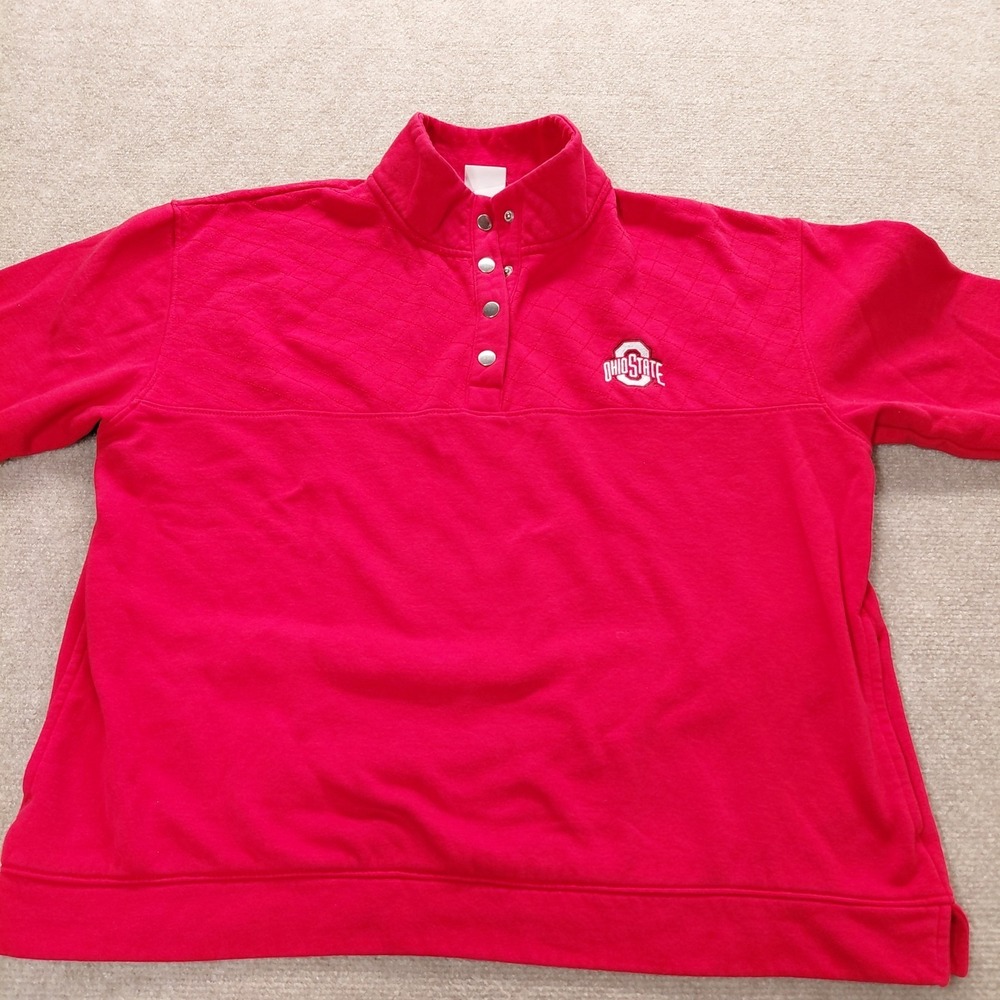 Ohio State Buckeyes NCAA 1/4 Snap Womens LARGE Pullover Front Pocket Red Logo - Picture 7 of 12
